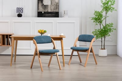 STILVORA Eetkamerstoel Set Van 2 47 Cm - Inklapbaar Met Zachte Zitting En Dikke Rugleuning - Voor Keuken En Feest - Massief Hout Blauw