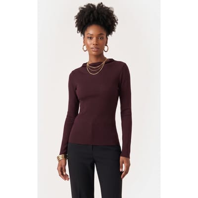 ARKET Moma Wool Rib Mock Neck Red Maat: XXS | Longsleeves Outlet | Dames | Rood