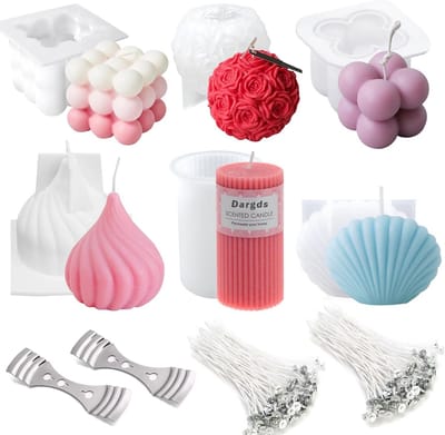 Set Kaarsvormen om Zelf Kaarsen te Gieten - Siliconen Vormen voor Bubbelkaarsen en Decoratie