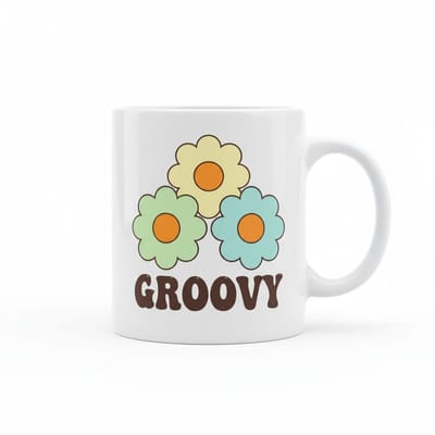 Groovy Bloemen Mok – Retro Bloem Design Koffiemok – 330 ml Keramische Mok Cadeau
