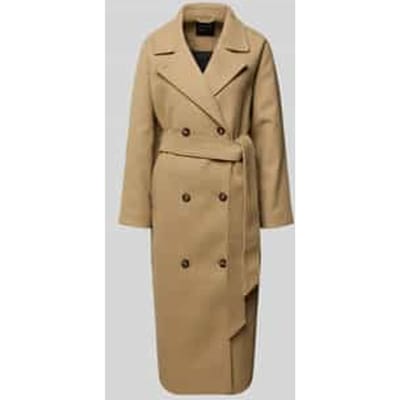 Lange jas met reverskraag en strikceintuur, model 'VALENCIA'