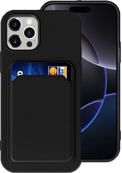 Geschikt voor Apple iPhone 16 Pro Max Pasjes houder Hoesje Case - Portemonnee Hoesje Cover - Zwart