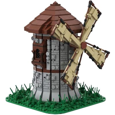 Gobricks MOC Middeleeuwse Windmolen Bakstenen Stad Stad Retro Huis Straatbeeld Bouwstenen Set Speelgoed Ideaal Voor Kinderen Cadeaus