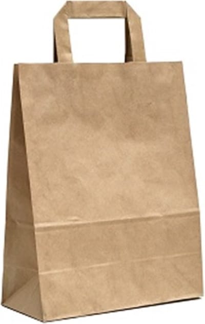 Draagtassen kraft - bruin - afmeting breed 26cm x hoog 32cm, inslag 2x7cm - Verpakking met 250 stuks - 80 grams