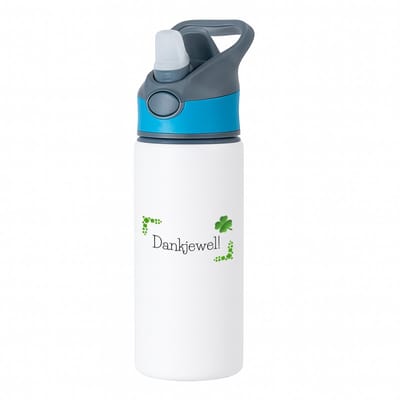 Hacebo® - Collega cadeau - waterfles met rietje blauw - Collega - Collega met opdruk - Collega kado - Collega cadeau - Collega afscheid - Klavertje vier - verjaardag - liefste Collega - Leuk kado om te geven - water fles - 650ML
