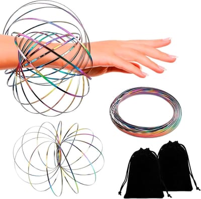 Set van 2 kleurrijke speelgoedringen, interactieve anti-stress torens, 3D geometrisch spel voor ontspanning en plezier