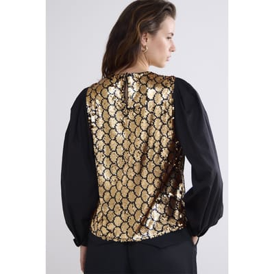 Summum Woman Top Honeycomb Sequins Black Size: 38 | Long-Sleeved Tops Outlet | Dames | Zwart