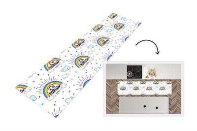 Keukenloper - Loper keuken - Regenboog - Wolken - Patroon - 200x50 cm - Keukenloper vinyl
