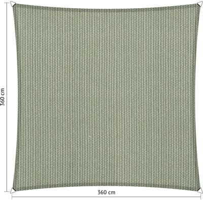 Shadow Comfort® Vierkantige schaduwdoek - UV Bestendig - Schaduwdoek vierkant - Zonnedoek - 360 x 360 CM - Moonstone Green