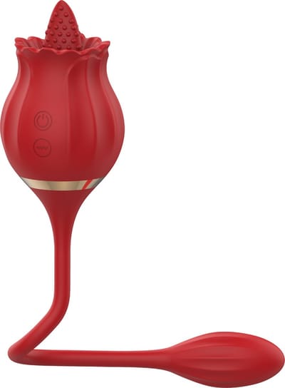 Cupitoys® Tong vibrator roos met vibrerend ei - Rood - 12 standen - Vibrators voor vrouwen en mannen - Sex toys voor vrouwen en mannen