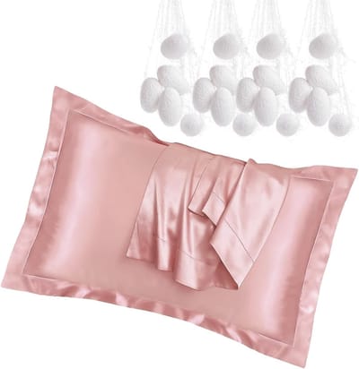 Set van 2 Zijde Kussenslopen (50x80cm, 22 Momme) - Luxe Hypoallergeen, Zorg voor Huid en Haar, Uitzonderlijke Zachtheid met Envelop Sluiting (Roze)