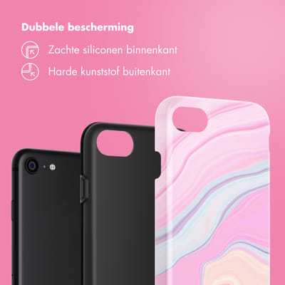Selencia Hoesje - Geschikt voor Apple iPhone SE (2022) / SE (2020) / 8 / 7 / 6s / 6 - Backcover - Pastel Lipstick Marble