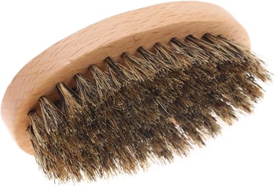 Houten Ovale Baardborstel voor Mannen - Ideaal voor het Verzorging van Gezichtshaar, Masseren en Reizen, Perfect als Cadeau