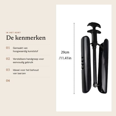 Dailygoods- Schoenspanners Hoogwaardig Kunststof - Laarsvormer - Automatische Boot Shapers - Verstelbare Handgreep - 29 cm - Veerstalen Messen