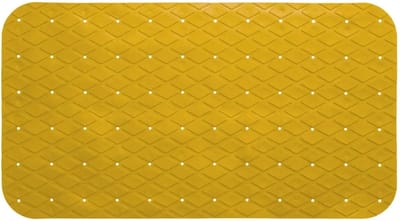 5Five Anti-slip badkamer douche/bad mat - geel - 70 x 35 cm - rechthoekig - Badkamermat met zuignappen