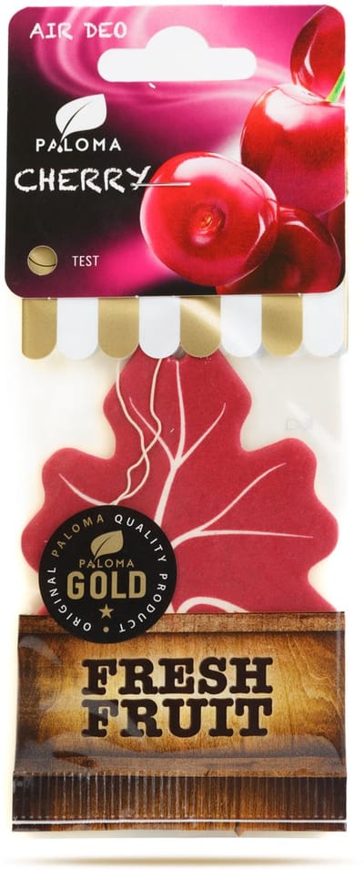 Auto Luchtverfrisser Paloma Gold Fresh Fruit Cherry – Geurhanger – Werkt tot 2 Weken – Frisse Kersengeur voor Auto Interieur 1 Stuks [P10159]