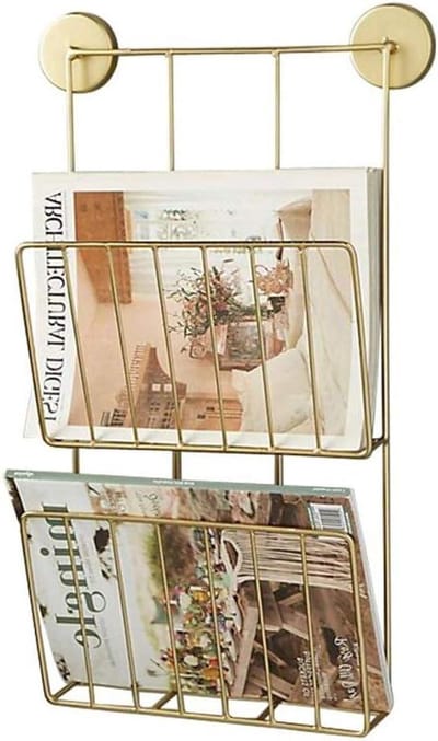 Zwevende Planken - Wandrek - Tijdschriften Organiseren - Dubbellaags Ontwerp - 35x12x55 cm - Goud