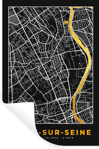 Muurstickers - Sticker Folie - Stadskaart – Plattegrond – Vitry-sur-seine - Kaart - Frankrijk - 20x30 cm - Plakfolie - Muurstickers Kinderkamer - Zelfklevend Behang - Zelfklevend behangpapier - Stickerfolie