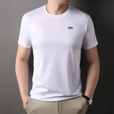 Zomer Heren Ronde Hals Moerbeizijde Korte Mouw T-shirt Casual Halflange Mouw T-shirt Heren Nieuw Onderhemd T-shirt 3XL