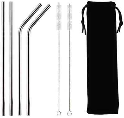 Livé® Metalen Rietjes – 7 stuks RVS 304 Herbruikbare Drinkrietjes