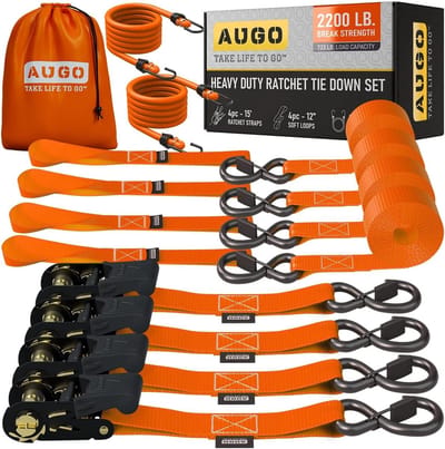 Ratelspanbanden - Vrachtriemen S-haken - Vervoer Beveiligen - Ergonomische Handgrepen - 15 FT 2200 LB - Oranje