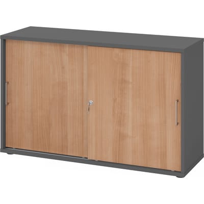 BETA 1752S | Schuifdeurkast | 2 OH - Grafiet/Walnoot Metalen handvat