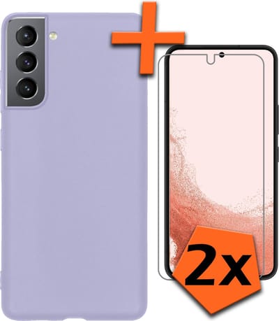 Hoes - Met 2x Screenprotector - Geschikt voor Samsung Galaxy S22 - Sterk & Shockproof - Back Cover - Siliconen Case - Telefoon Hoes - Lila