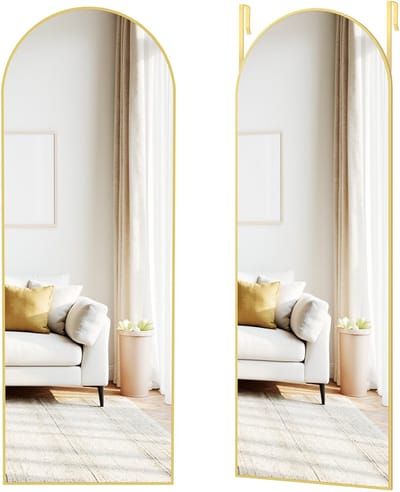 SONGMICS - Spiegel - Spiegel staand - Wand of Deurmontage - Aluminium Frame - Voor Slaapkamer Woonkamer Garderobe