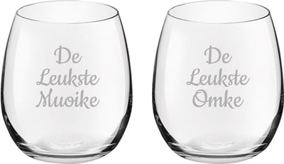 Gegraveerde Drinkglas 39cl De Leukste Muoike-De Leukste Omke
