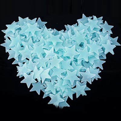 Glow in the dark sterren | muurstickers | 100 stuks | blauw