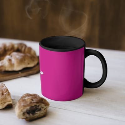 Magische Mok - Foto op Warmte Mokken - Koffiemok - Focus - Smiley - Roze - Magic Mok - Beker - 350 ML - Theemok