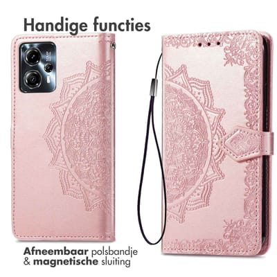 imoshion Hoesje - Geschikt voor Motorola Moto G13 / Motorola Moto G23 - Mandala Bookcase - Rosé Goud