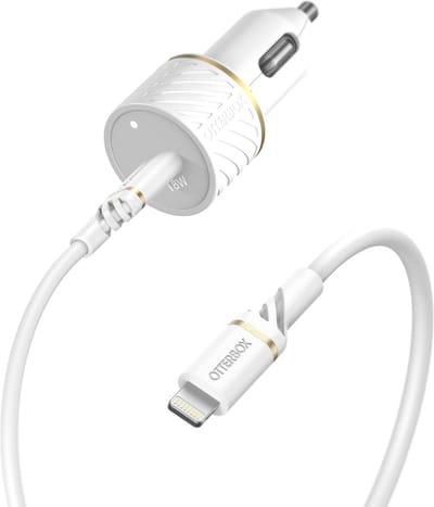 OtterBox Car Charger Bundle USB C 18W USB PD + USB C-Lightning Cable 1M White