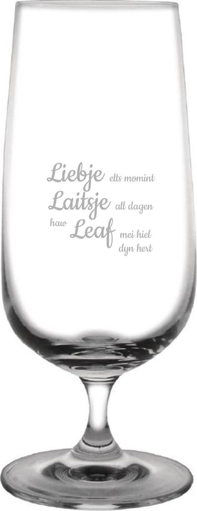 Bierglas op voet gegraveerd - 41cl - Liebje Laitsje Leaf