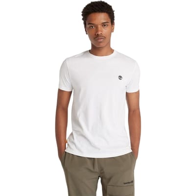 Timberland Heren-T-shirt met ronde hals en ‘River’-borduursel (Wit)