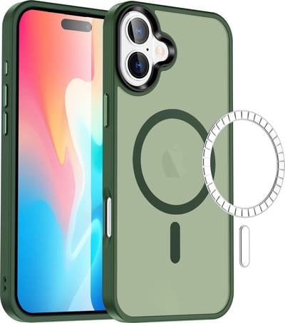 Casify Matte Hoesje geschikt voor MagSafe iPhone 16 Plus Hoesje - Mat Donkergroen
