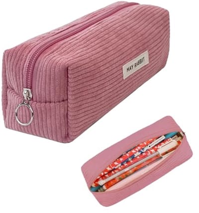 Lichtgewicht corduroy etui met grote inhoud voor school en kantoor