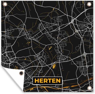 Tuin poster Herten - Stadskaart - Plattegrond - Kaart - Duitsland - Goud - 200x200 cm - Tuindoek