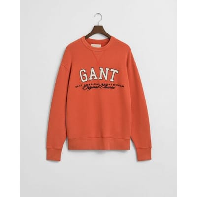 Gant Trui Connecticut Graphic Sweatshirt Crew Neck Deep Orange / male