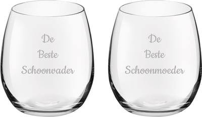 Gegraveerde Drinkglas 39cl De Beste Schoonvader- De Beste Schoonmoeder