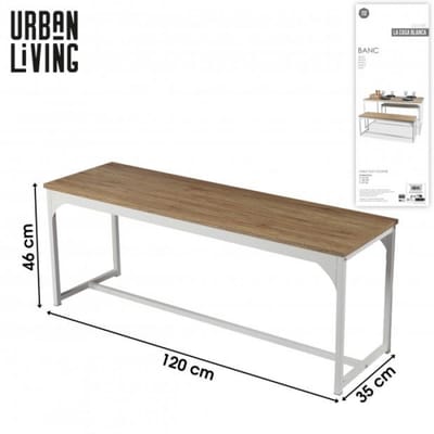 "LA CASA BLANCA" bank met een structuur in wit metaal 120 x 35 x H46 cm
