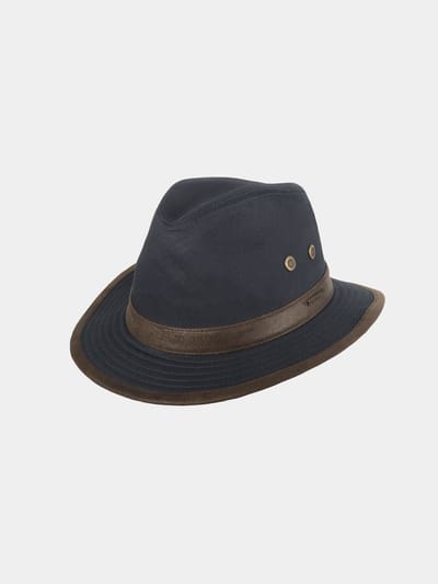 Hatland - UV Fedora hoed voor heren - Wadson - Marineblauw - maat L (59CM)