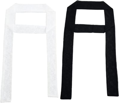 Lange kanten sjaal - Halsdoek haarband - Accessoire stylen - Met geborduurd patroon - 2 meter lang - Zwart wit