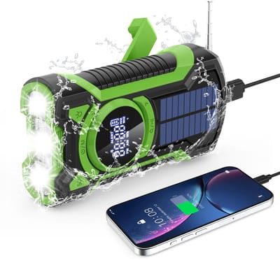 Unyqoos® Waterdichte noodradio met zonne-energie, bluetooth en powerbank functie