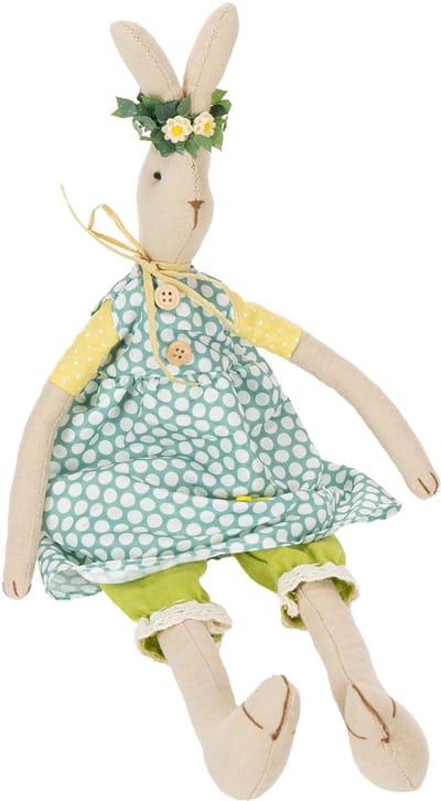 Knuffelpaashaas, paashaas met kleren, konijnenmeisje H43cm