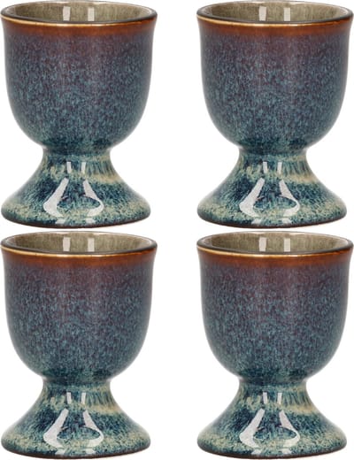 Cosy & Trendy Eierdopje van porselein - 4x stuks - bruin - 5 cm - Houders voor gekookte eieren - Ontbijt en lunch - Pasen tafeldecoratie