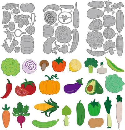MAYJOYDIY Groenten Fruit Metaal Snijden Dies Keuken Avocado Die Cuts Citroen Wortel Embossing Sjabloon Paddestoel Koolstofstaal Stencils Voor Kaarten Maken Scrapbooking Album Handboek Gift Decoratie