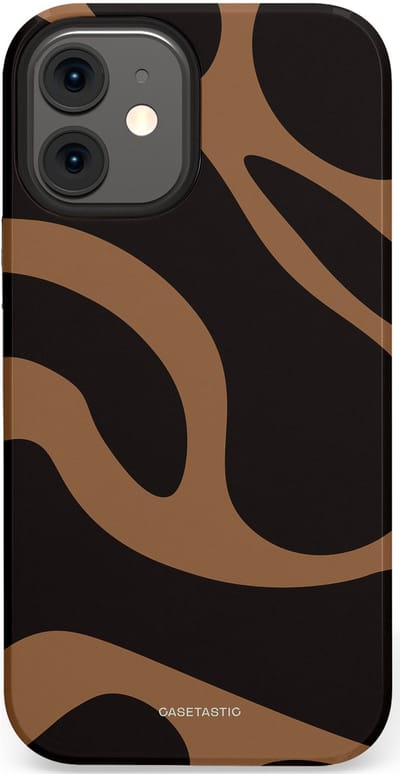 Casetastic Hoesje Geschikt voor Apple iPhone 12 Mini - Stijlvolle Beschermende Duo-layer Case - Chocolade Golven