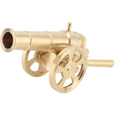 Messing Kanon Model 14.5x7x4.5cm Vintage Metalen Desktop Kanon Decoratie voor Thuis Woonkamer Kantoor beige