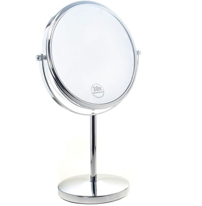 Dailygoods- Cosmetische Spiegel 20 cm - Dubbelzijdige Spiegel - 7x/10x Vergroting - 360° Draaibaar - Tafelspiegel - Geschikt voor Make-up en Scheren